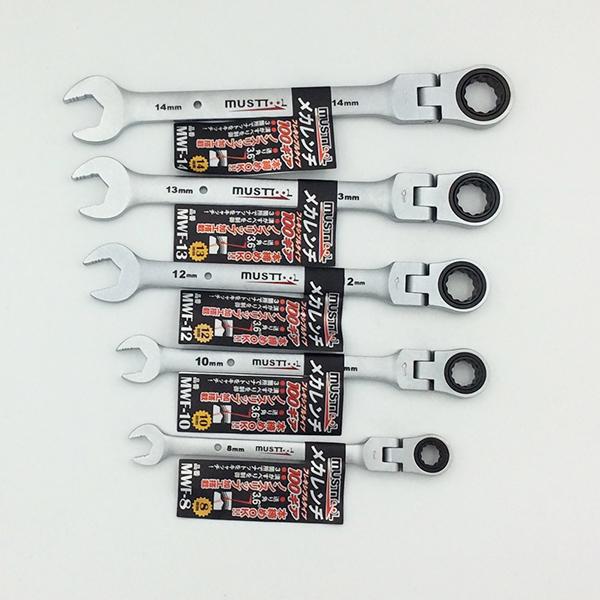 イチネンMTM ミツトモ フレキシブルメカレンチ 100ギア 首振りコンビ 5本セット MWF-8 ...
