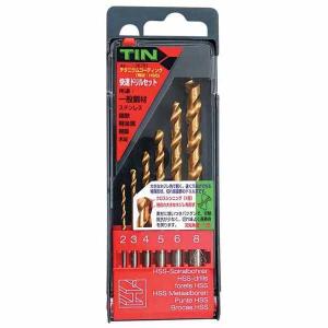 イチネンMTM ミツトモ 6本組 快速ドリル TIN 2〜8mm チタンコーティング 26791