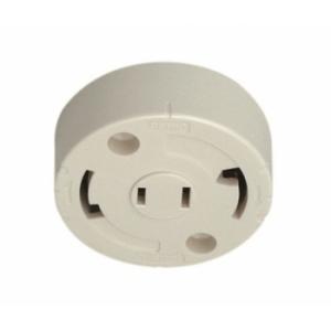 神保電器 1384 PW 露出丸形引掛シーリングボディ コンセント付 ピュアホワイト色｜denzai-net