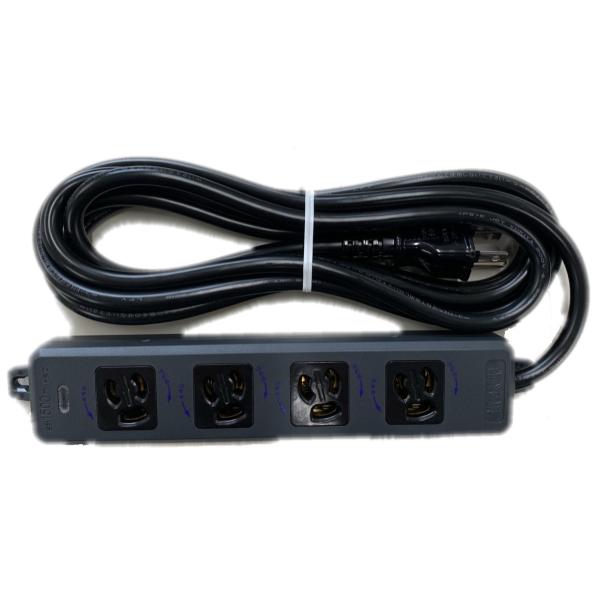 明工社 MR7904TJ3BB 横形OA用抜け止め接地タップ ４個口 コード3Ｍ プラグ付 黒