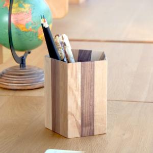 ペン立て 木製 おしゃれ 北欧 無垢 五角形 卓上 デコラ
