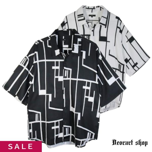 【SALE】[五分袖] ルーズシルエット・幾何学模様 シャツ (セレクト・アイテム) BY7086