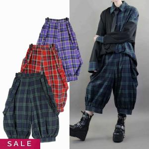 チェック柄　ショート バルーン パンツ [ドロワーズ・サスペンダー付]