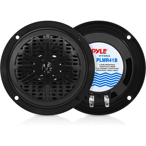 (Black) - PYLE PLMR41B 10cm Dual Cone Waterproof S...