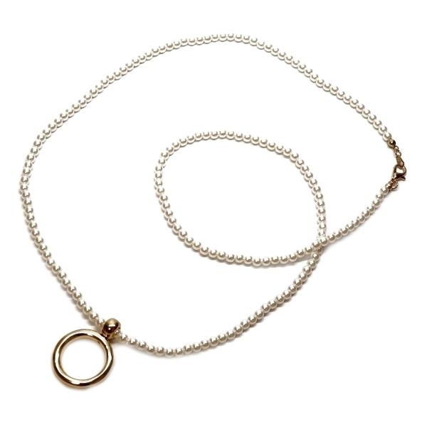 【並行輸入品】Giorgio Fedon White Pearls Eyeglass Chain w...