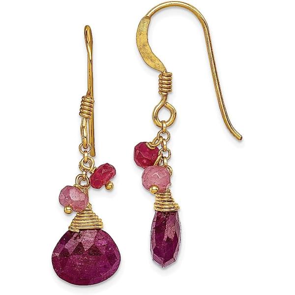 【並行輸入品】925スターリングシルバー ヴェルメイユ レッド ルビー ドロップ ダングル シャンデ...