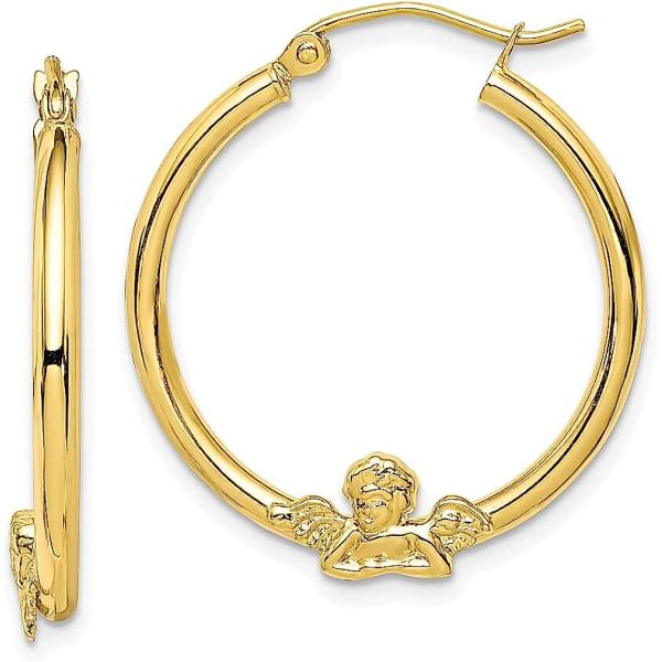 【並行輸入品】Iceカラット10 Kイエローゴールド天使フープイヤリング耳フープセットReligio...