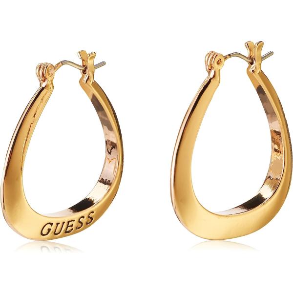 【並行輸入品】GUESS ベーシックスモールオーバルロゴフープイヤリング  金属 　