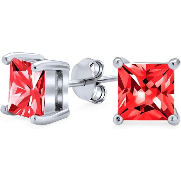 【並行輸入品】2CT 赤い正方形のキュービックジルコニア ブリリアント プリンセス カット AAA ...