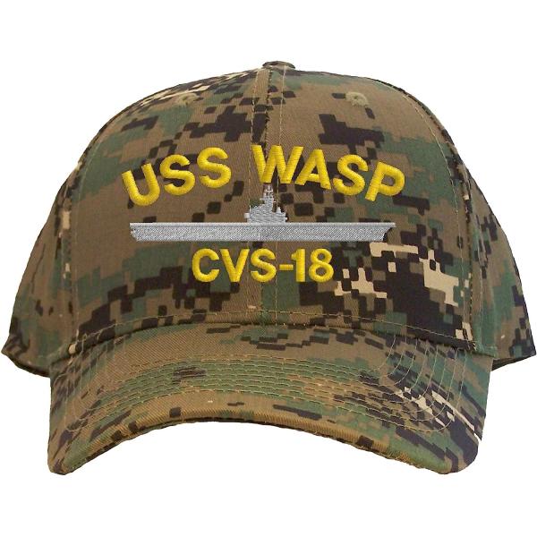 USS Wasp CVS-18 Embroidered Baseball Cap - Digital...