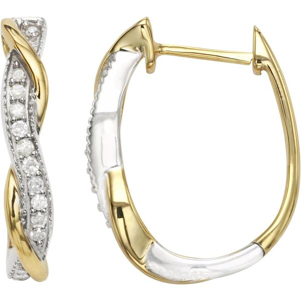 【並行輸入品】1 / 4 ct Two Tonedダイヤモンドイヤリングスターリングシルバー製　