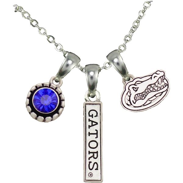 【並行輸入品】Florida Gators 3チャームブルークリスタルシルバーチェーンネックレスジュ...