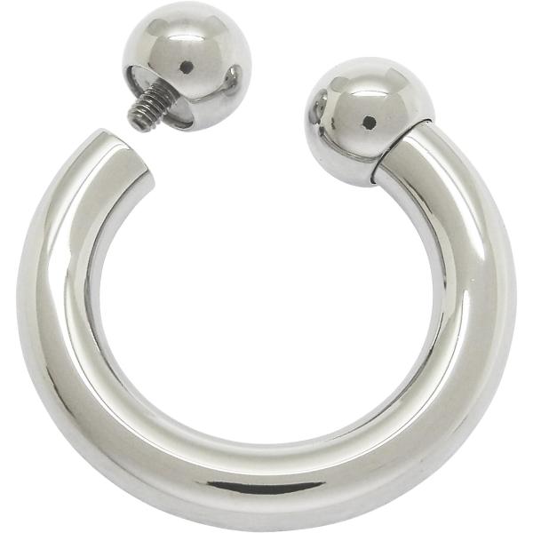 【並行輸入品】サージカルスチール ラージ ゲージ ボディ ピアス リング 蹄鉄 サーキュラー バーベ...