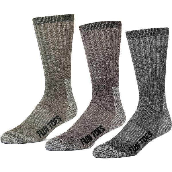 【並行輸入品】FUN TOES 保温性 80%メリノウール メンズ ハイキングソックス 3足 サイズ...