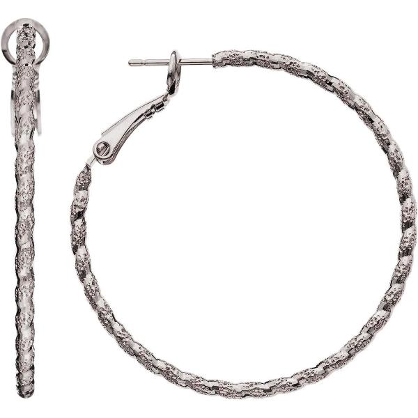 【並行輸入品】ロジウムメッキツイストフープイヤリング1.5 MM x 50 mm　