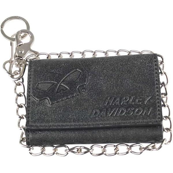 【並行輸入品】Harley-Davidson メンズ スカル グラファイト 三つ折り ミディアムレザ...