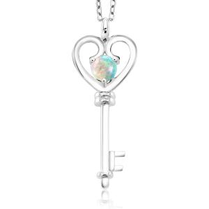 【並行輸入品】Gem Stone King 0.50カラット シミュレイテッド ホワイトオパール ネ...
