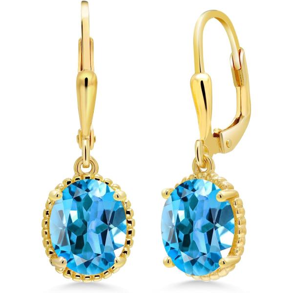 【並行輸入品】Gem Stone King 4.50カラット 天然 スイスブルートパーズ ピアス レ...