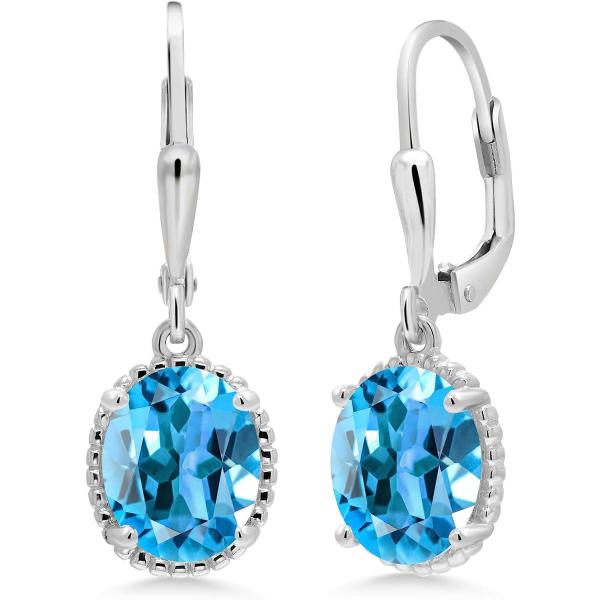 【並行輸入品】Gem Stone King 4.50カラット 天然 スイスブルートパーズ ピアス レ...