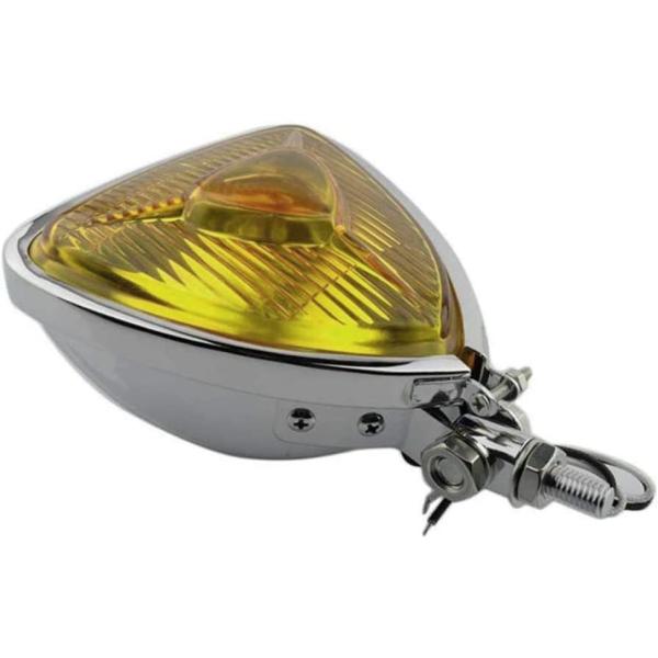 Amber Chrome Triangle Motorcycle Headlight Head la...
