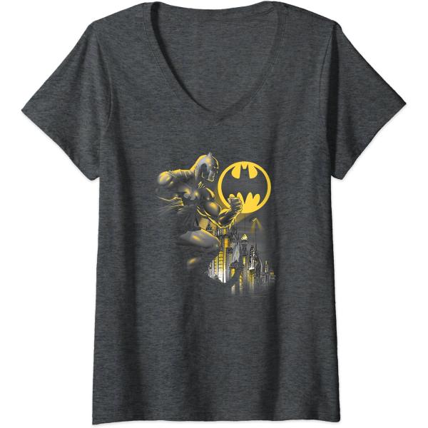 Womens Batman Bat Signal V-Neck T-Shirt　並行輸入品
