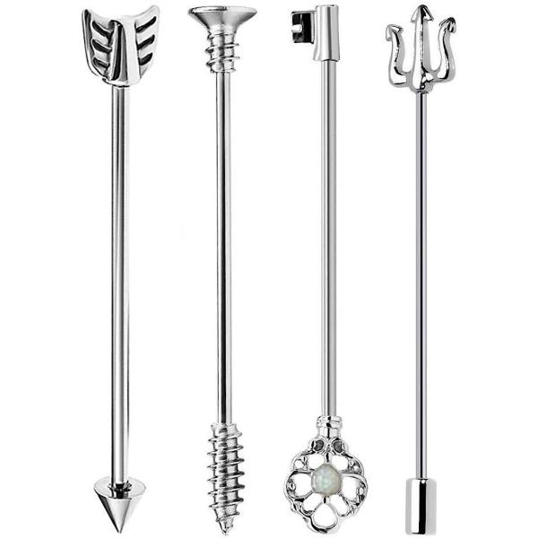 【並行輸入品】Mayhoop 14G サージカルスチール インダストリアル バーベル トライデント ...
