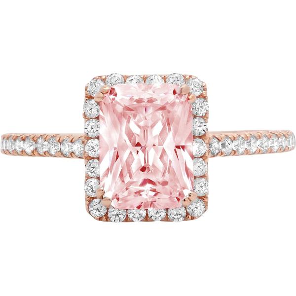 【並行輸入品】1.95カラット ブリリアントエメラルドカット ソリティア アクセント ヘイロー ピン...