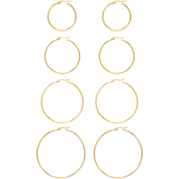 【並行輸入品】Urban Accessories NYC ステンレススチール製フープピアス 4組 レ...