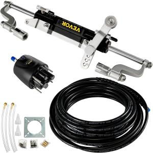 【並行輸入品】Mophorn 油圧ステアリングキット 300HP 油圧ステアリングコンパクトシリンダー 油圧船外ステアリングキット 舵ポンプ付き ボー
