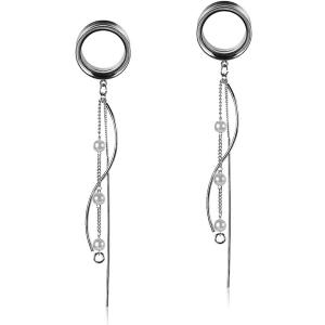 【並行輸入品】COOEAR サイズ0g 耳用ゲージ ダブルフレア トンネル ダングル チェーン エク...