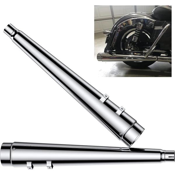 【並行輸入品】SHARKROAD クロームメガホンスリップオンマフラー排気 ハーレーツーリングバガー...