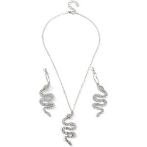 【並行輸入品】LUREME スネークネックレスとイヤリングセット レディース パンク スネークジュエ...