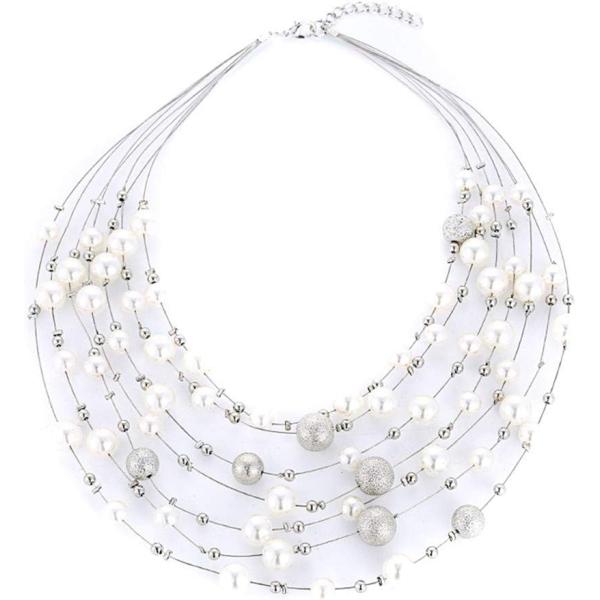 LKEEP Bohemia Multilayer Imitation Pearl Necklace ...