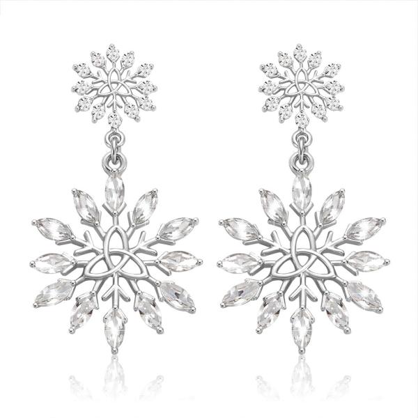 【並行輸入品】クリスマス スノーフレーク イヤリング 冬 ホリデー ラインストーン 雪の結晶 フラワ...