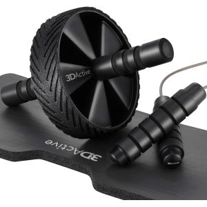 【並行輸入品】3DActive Abローラーホイール 縄跳びと膝マット付き ホームジムエクササイズ器具 腹筋ワークアウト、コアトレーニング、有酸素運動