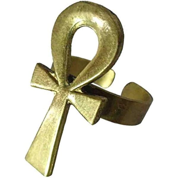 エジプト リング ヒエログリフ ヒエログリフ アンク 生命の鍵 2インチ ファラオ ファラオの真鍮 ...
