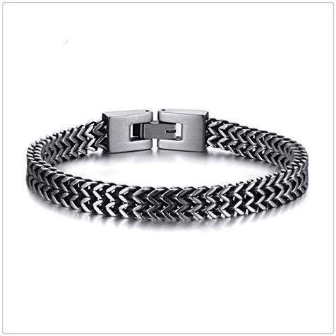 【並行輸入品】ZZYLHS Men Double Chain Bracelet Arm Decora...