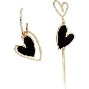【並行輸入品】14K ゴールドメッキ スタッドイヤリング ハートドロップ ダングルイヤリング ファッション スイート非対称 輝くラインストーン ラブ
