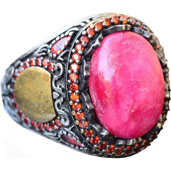 【並行輸入品】Natural Cabochon Ruby Gemstone  925 Sterlin...