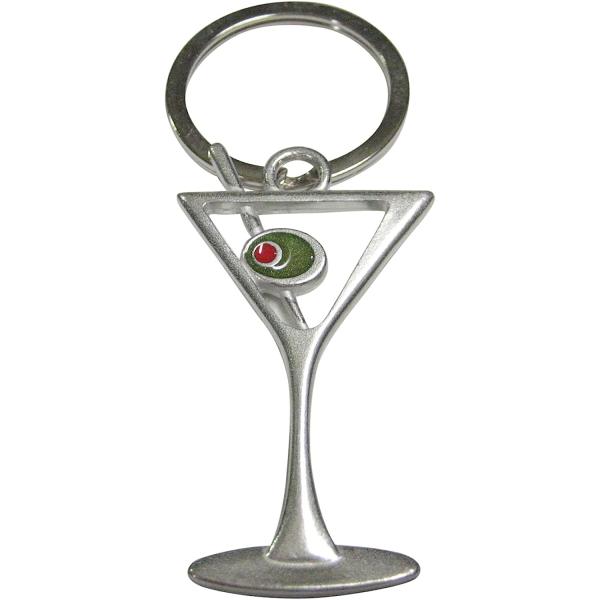 Silver Toned Large Martini Cocktail Glass Pendant ...