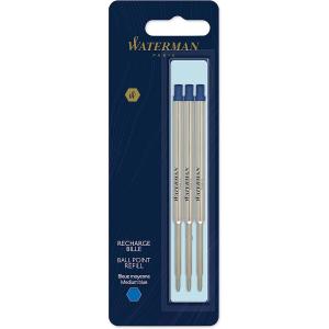 Waterman ボールペンリフィル 中字 ブルーインク 3本　並行輸入品