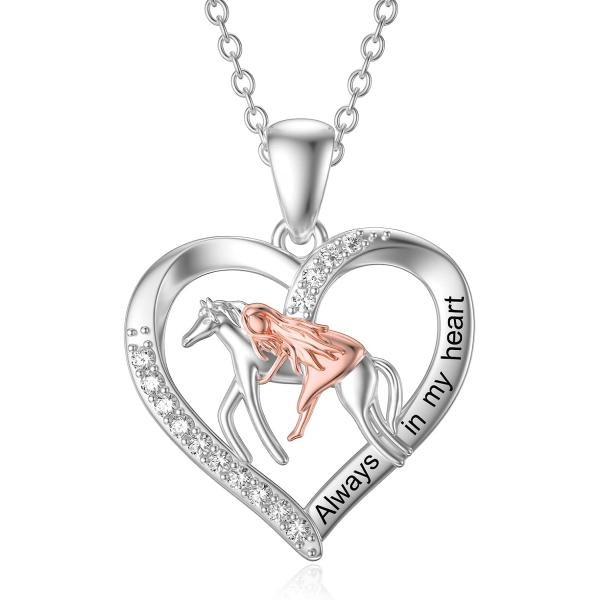 【並行輸入品】SLIACETE 馬ペンダントネックレス 925スターリングシルバー ガールズ 馬を抱...