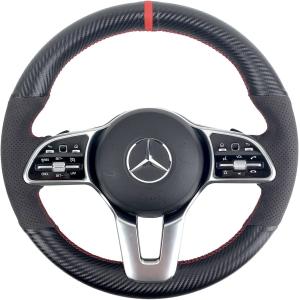 Hand-Stitch Wheel Wrap Black Suede Red Color Marker Strip Auto Steering Wheel Skin Cover Fit for Mercedes W177 W205 C118 C257 W213 W463 H247 X247 X