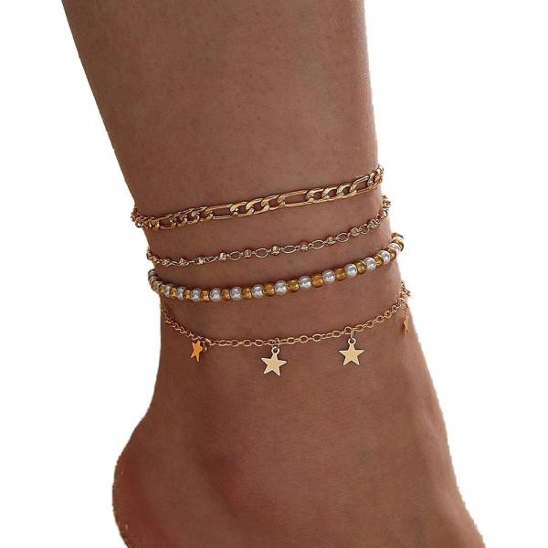 【並行輸入品】Wekicici スターパールビーズアンクルブレスレット ボヘミアンハンドメイドアンク...