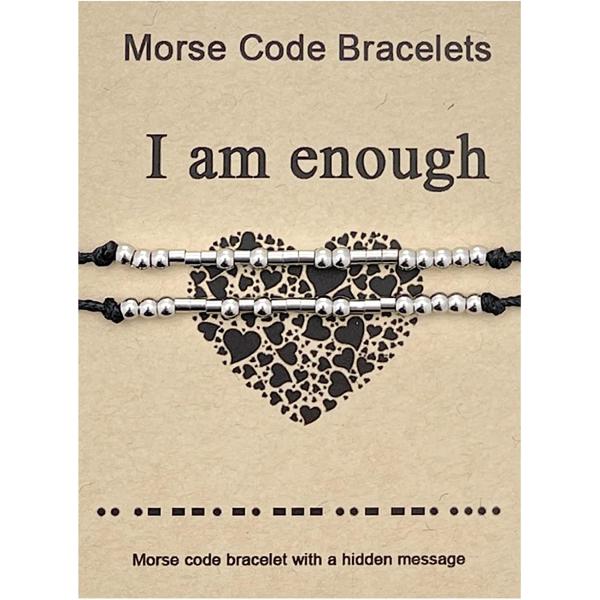 【並行輸入品】RONLLNA I Am Enough Morse Code Bracelet 2Pc...
