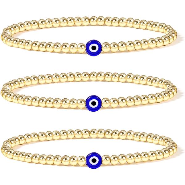 【並行輸入品】Evil Eye Luck ブレスレット ゴールド ビーズ ブレスレット レディース ...
