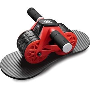 【並行輸入品】leikefitness 腹筋ホイールローラー 自動リバウンド 膝パッドマット付き コアマッスルアブトレーナー 腹筋ワークアウト器具 腹