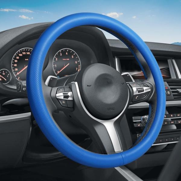 【並行輸入品】VARGTR 車用ハンドルカバー ユニバーサル 15インチ プレミアムレザーカーハンド...