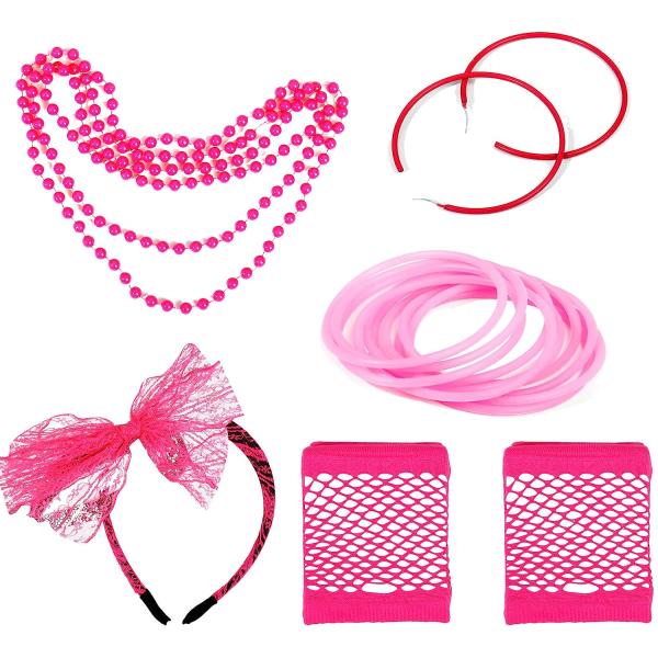 【並行輸入品】80年代の女性用アクセサリー 80年代のイヤリング フープダングルイヤリング ピンクヘ...