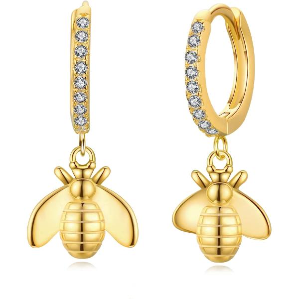 【並行輸入品】ハチピアス 925スターリングシルバー 低刺激性 かわいい動物ポストフープ ダングルイ...